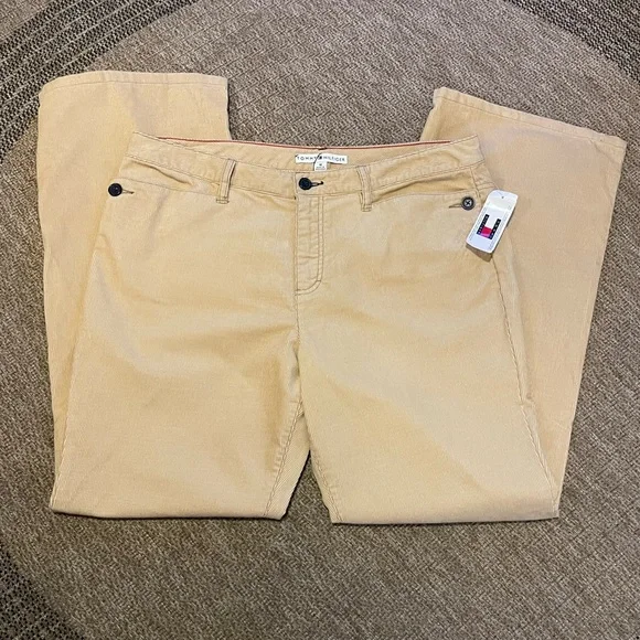 Brand new w/ tags Tommy Hilfiger corduroy pants tan/khaki 2 front button pockets - Picture 1 of 12